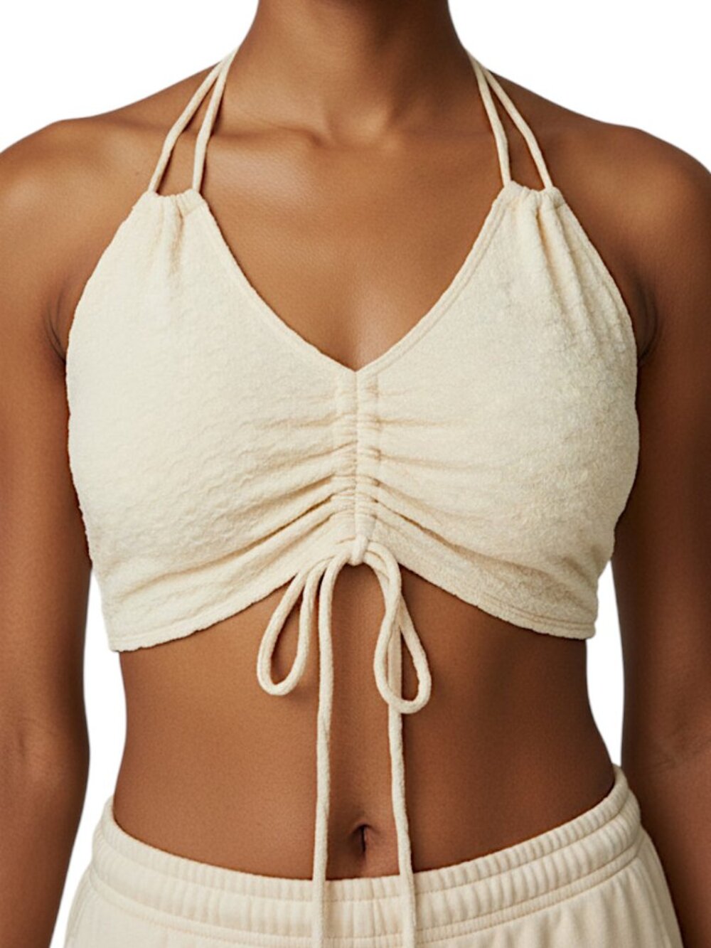 Women's NWT Offwhite Ivory Smock Bikini Top Size Unknown